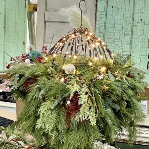 lighted holiday sphere filled with fresh pine